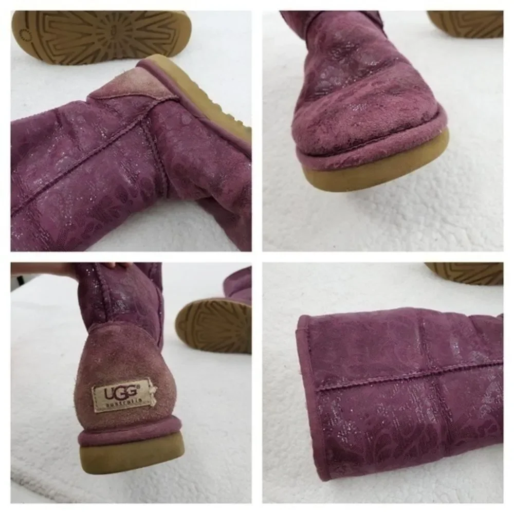 Ugg Boots‎ 7 Tall Flora Shearling Purple Tan Glitte